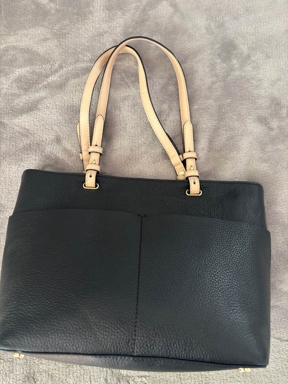 Michael Kors Bedford Medium Pebbled Leather Tote-Black Bag - Picture 7 of 15